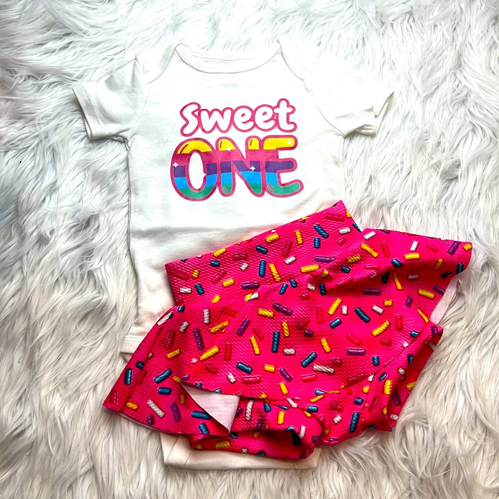 Sweet one onsies and sprinkle skirted Bummie